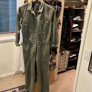 Old Navy Green Denim Jumpsuit Size M